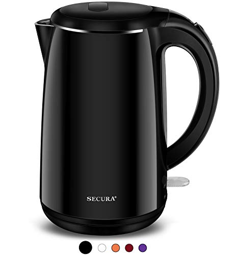 Book Cover Secura SWK-1701DB The Original Stainless Steel Double Wall Electric Water Kettle 1.8 Quart, Black Onyx