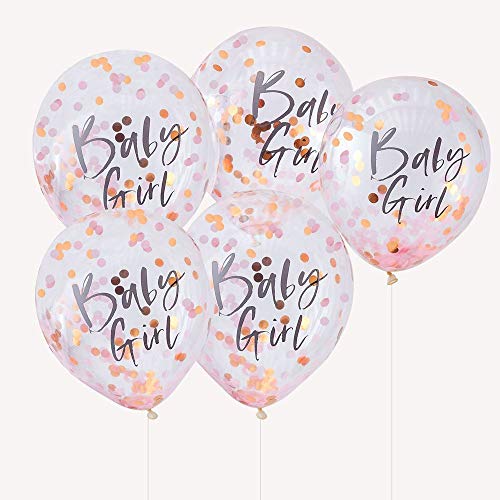 Ginger Ray Twinkle Rose Gold Foiled Girl Confetti Decorative Baby Shower Party Balloons