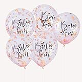 Ginger Ray Twinkle Twinkle Rose Gold Foiled "Baby Girl" Confetti Decorative Baby Shower Party Balloons