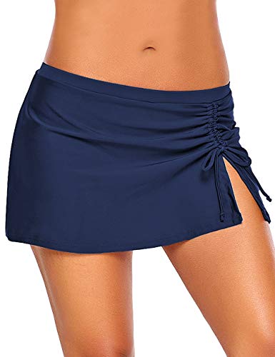 Utyful Swim Skirt Bottoms for Women Mid Waist Build-in Brief Swim Skirt Swimsuit Bathing Suit Bottom