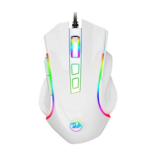 Book Cover Redragon M602 RGB Wired Gaming Mouse RGB Spectrum Backlit Ergonomic Mouse Griffin Programmable with 7 Backlight Modes up to 7200 DPI for Windows PC Gamers (White)