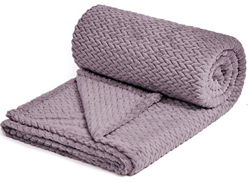 Book Cover NEWCOSPLAY Super Soft Throw Blanket Premium Silky Flannel Fleece Leaves Pattern Lightweight Blanket All Season Use (888-light Purple, Throw(50
