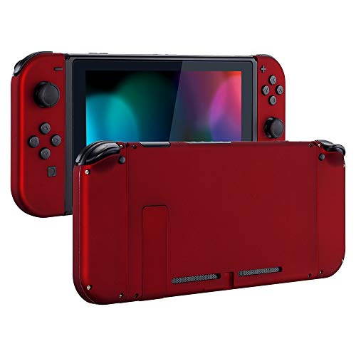 eXtremeRate Soft Touch Grip Back Plate for Nintendo Switch Console, NS Joycon Handheld Controller Housing with Full Set Buttons, DIY Replacement Shell for Nintendo Switch - Red