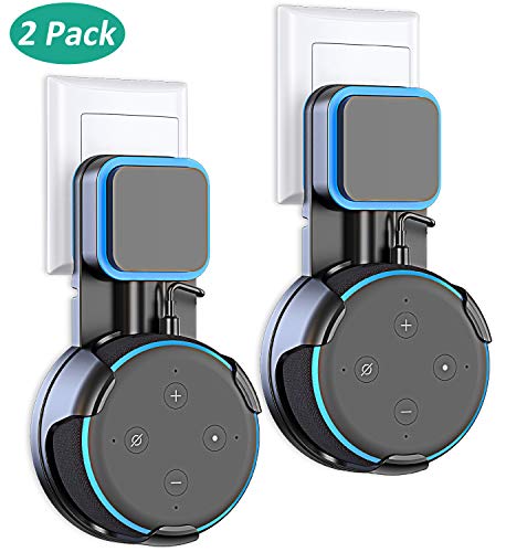 Book Cover Bovon 2 Packs for Dot 3rd Generation Wall Mount Outlet Stand Holder with Anti-Slip Rubber Gasket, Exposed Speaker Grill, Mic and Lights, Best Space-Saving Accessories Without Wire Clutter