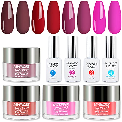 Lavender Violets Dipping Powder Nail Kit 0.5 oz/bot. Large Capacity Acrylic Dip-Powder with Liquid Gel Set 768