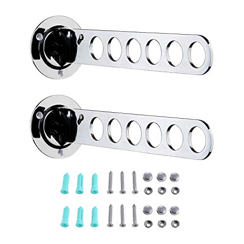 Wall Mount Clothes Hanger Rack Chrome Wall Clothes Hanger Clothes Hook with Swing Arm Holder Closet Storage Organizer 2 Pack