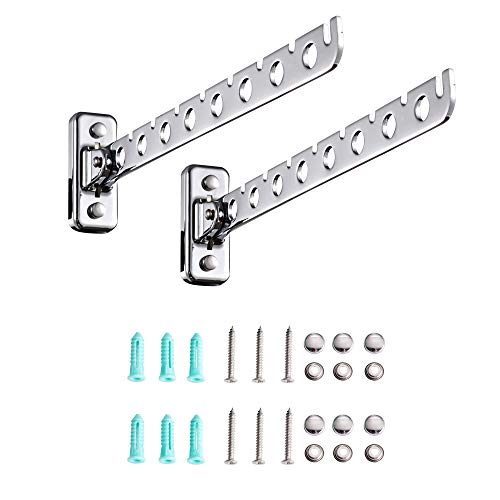 ASHOP Wall Mount Clothes Hanger Rack Wall Clothes Hanger Stainless Steel Clothes Hooks with Swing Arm Holder Closet Organizers and Storage 2 Pack