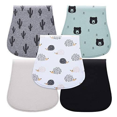 MiiYoung 5-Pack Baby Burp Cloths for Boys, Triple Layer, Organic Cotton, Soft and Absorbent Towel, Burping Rags for Newborns Set