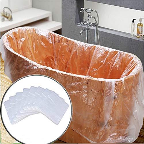 Book Cover 10 Pack Disposable Bathtub Cover Liner, Ultra Large Bathtub Liner Plastic Bag for Salon, Household and Hotel Bath Tubs (90x47 Inch)