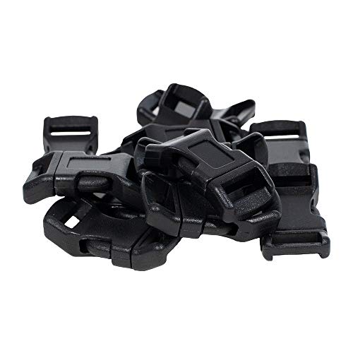 Paracord Planet Buckles – 1/2 Inch – Contoured Single Bar and Economy Side Release Double Bar (25 Pack, Black)