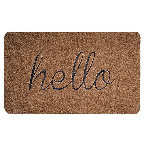 BIGA Hello Large Front Welcome Entrance Door Mats for Indoor Outdoor Entry Garage Patio High Traffic Areas Shoe Rugs