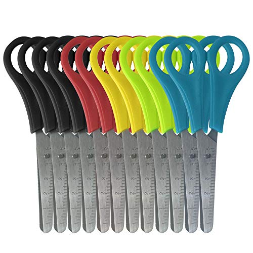 Scissors 5 Inch Blunt Tip Kids Safety, Bulk Pack of Scissors Perfect for School & Craft Projects (12 Pack)