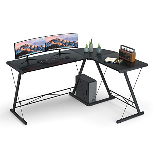 Book Cover L Shaped Desk Home Office Desk with Round Corner. Coleshome Computer Desk, PC Table Workstation