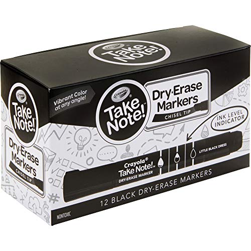 Crayola Low Odor Dry Erase Markers, Chisel Tip, Assorted Colors, 12Count