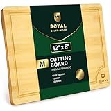 ROYAL CRAFT WOOD Organic Bamboo Cutting Board with Juice Groove - Chopping Board for Meat Butcher Block Cheese and Vegetables, 12x8"