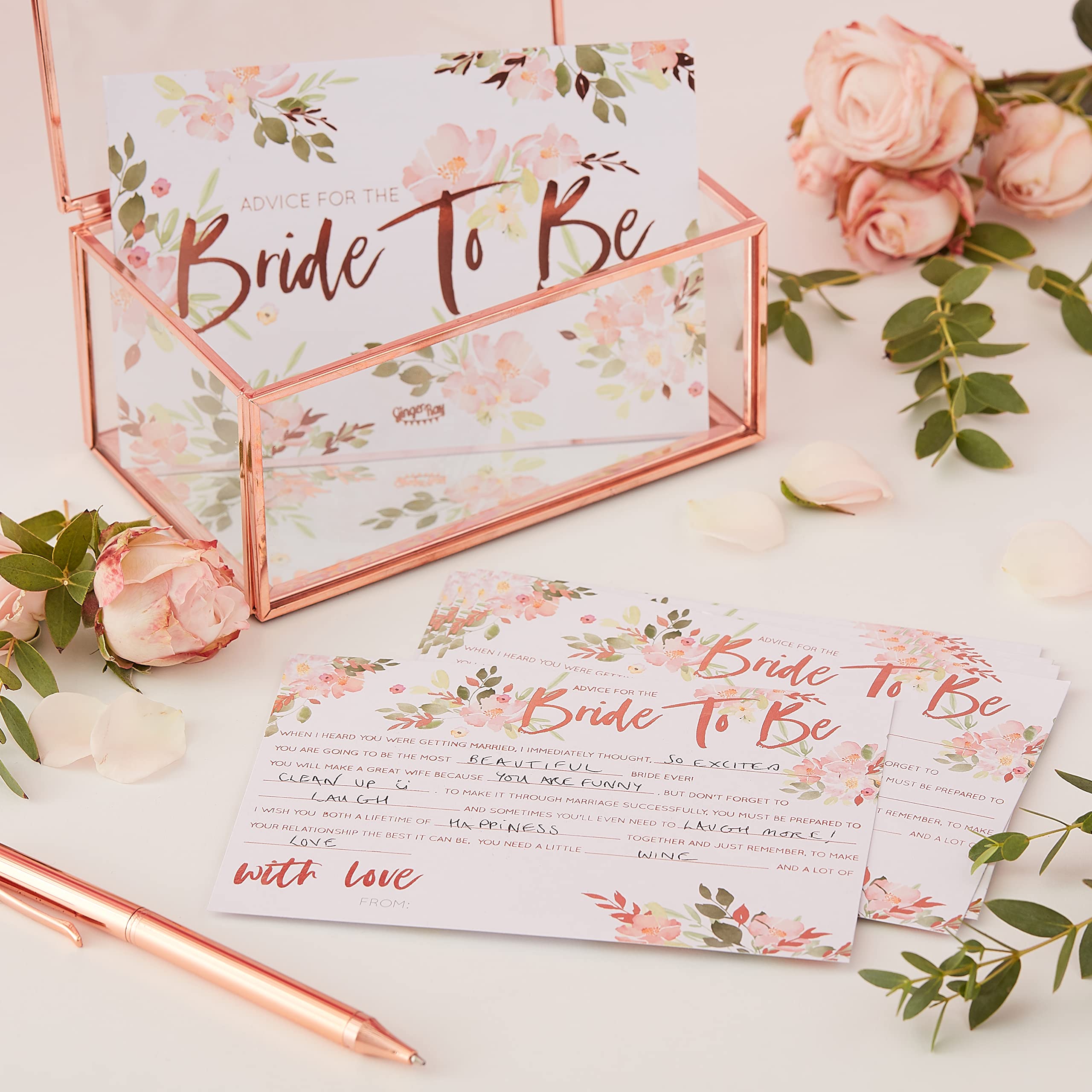 Ginger Ray Floral Bachelorette Party Bride To Be Advice Card Game 10 Pack