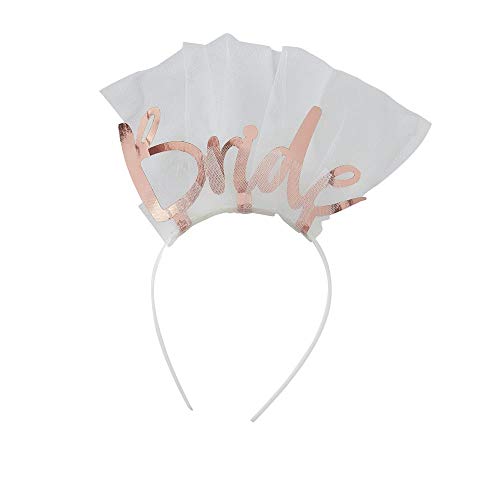 Ginger Ray Rose Gold Hen Party Bride To Be Headband Veil Accessory - Floral Hen, Multicolor Headband With Veil