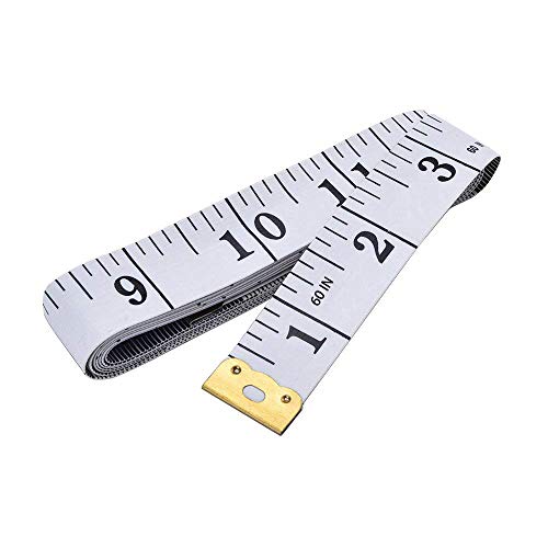 Book Cover Soft Tape Measure Double Scale Body Sewing Flexible Ruler for Weight Loss Medical Body Measurement Sewing Tailor Craft Vinyl Ruler, Has Centimetre Scale on Reverse Side 60-inch（White）