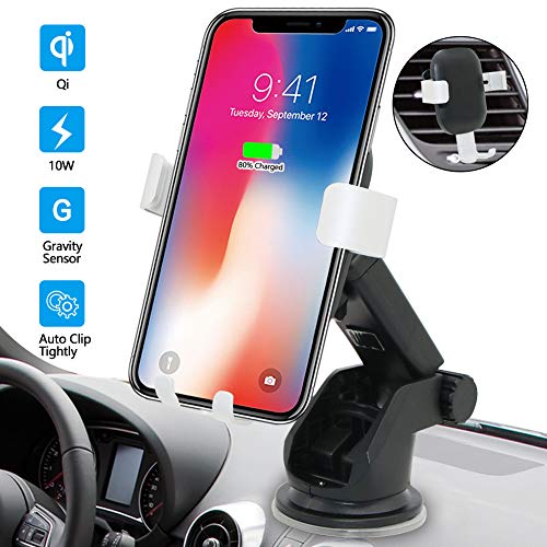 Wireless Car Charger Mount QI Fast Charging Auto Clamping Phone Holder Air Vent Compatible with Samsung Galaxy S10 S9 S8 S7 Edge Note 8 5 + iPhone X Xs Max 8 Plus