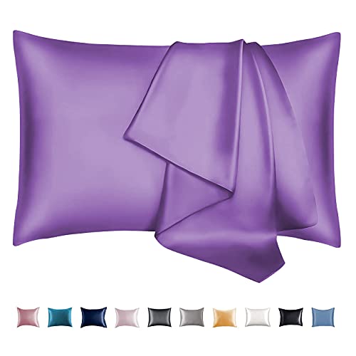 Book Cover Leccod 2 Pack Silk Satin Pillowcase for Hair and Skin Cool Super Soft and Luxury Pillow Cases Covers with Envelope Closure (Lilac Purple, King: 20x36)