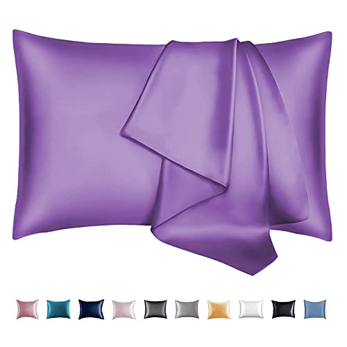 Leccod 2 Pack Silk Satin Pillowcase for Hair and Skin Cool Super Soft and Luxury Pillow Cases Covers with Envelope Closure (Lilac Purple, King: 20x36)
