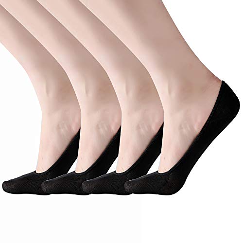 RIIQIICHY No Show Socks Women Low Cut Liner Non-Slip Thin Causal Line for Flats Boat Cotton 4 to 6 Pack