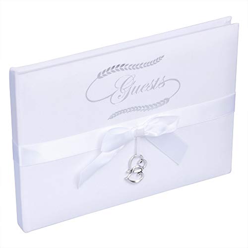 Wedding Guest Book for Wedding Reception(128 Pages) 8.25 x 6.25 Inches | Guest Books for Weddings in Elegant Ivory and Ebony | Lined Blank Wedding Guest Book with Calligraphy