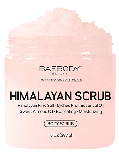 Book Cover Baebody Himalayan Salt Scrub: With Dead Sea Salt, Almond Oil, and Vitamin E. - Exfoliator, Moisturizer Promoting Radiant Skin 10 fl oz. 