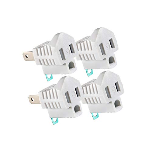 Maximm Polarized Grounding Adapter, 4 Pack, White, 2 Prong Grounding Converter For wall Outlets Plugs, Turn 2-Prong Outlets to 3-Prong Outlets, Easy to Install, Indoor Only, ETL Listed
