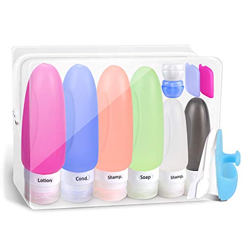 Travel Bottles, Wedama Leakproof Silicone Travel Containers TSA Approved SqueezableTravel Bottles & Accessories ((3oz/2oz)/6Pack)
