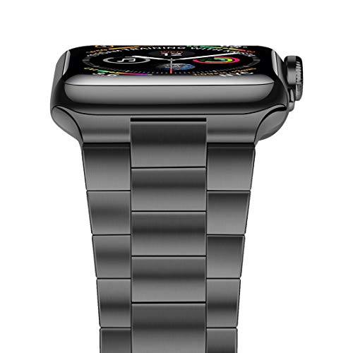 iiteeology Compatible with Apple Watch Band 45mm 44mm 42mm, Upgraded Version Solid Stainless Steel Band Business Replacement iWatch Strap for Apple Watch Series 7 6 5 4 3 SE, Space Gray