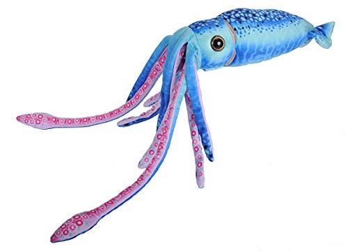 Wild Republic Wr Print Squid Plush, Stuffed Animal, Plush Toy, Gifts for Kids, Blue, 22"
