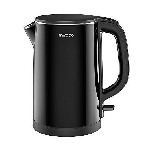 Book Cover Electric Kettle, Miroco 1.5L Double Wall 100% Stainless Steel BPA-Free Cool Touch Tea Kettle with Overheating Protection, Cordless with Auto Shut-Off & Boil Dry Protection, 1500W Fast Boiling Heater