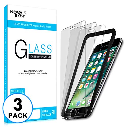 Novaeast Screen Protector for iPhone 8, iPhone 7, iPhone 6s, iPhone 6 Tempered Glass Screen Protector 4.7-Inch with Easy Install Frame, 3-Pack