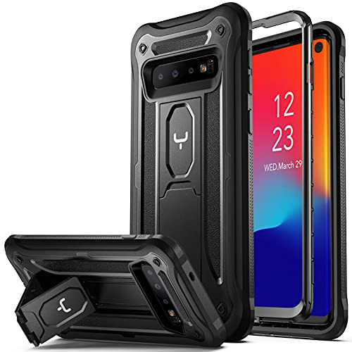 YOUMAKER Designed for Samsung Galaxy S10 case,Military Grade Full Body Protective Shockproof Rugged case for Samsung s10 Phone Built-in Kickstand,Without Screen Protector (Black, 6.1 inch)