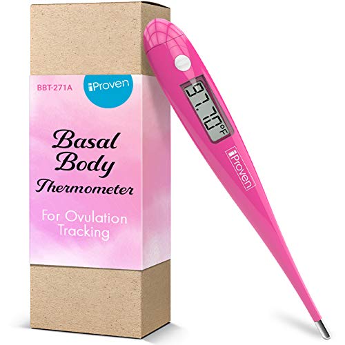Book Cover Fertility Basal Thermometer for Ovulation - iProven BBT-271B - 1/100th Accuracy - Trying to Conceive The Natural Way - Monitor Your Waking Temperature - Ovulation Tracking and Prediction