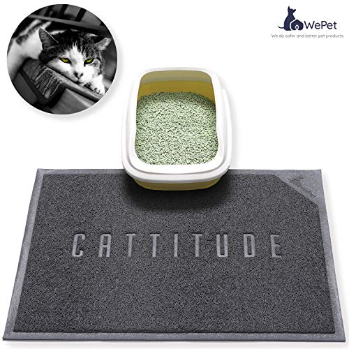 WePet Cat Litter Mat, Kitty Litter Trapping Mat, Large Size, Premium Durable Soft PVC Rug, No Phthalate Pad, Urine Water Resistant, Easy Clean, Scatter Control, Litter Box Carpet, 30 x 20 Inch Grey