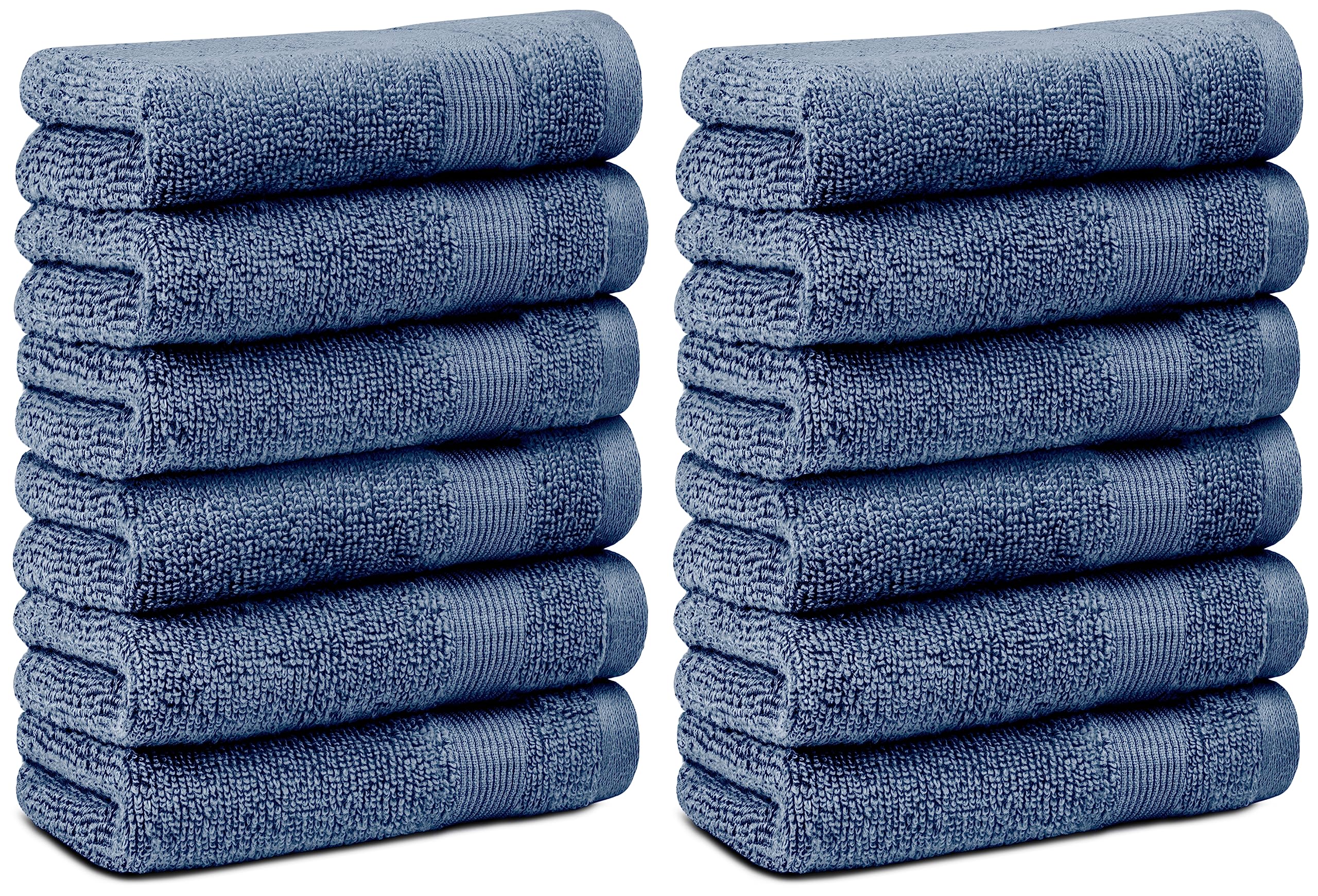 Book Cover White Classic Resort Collection Soft Washcloth Face & Body Towel Set | 12x12 Luxury Hotel Plush & Absorbent Cotton Wash Clothes [12 Pack, Blue] Blue 12x12 Washcloths, 12-Pack