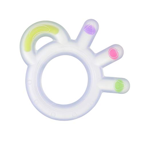 Book Cover QAZANMAQ Teething Toys Silicone Baby Teether BPA Free Teething Ring Pain Relief Food Grade Chew Toy for Teething with Pacifier Clip