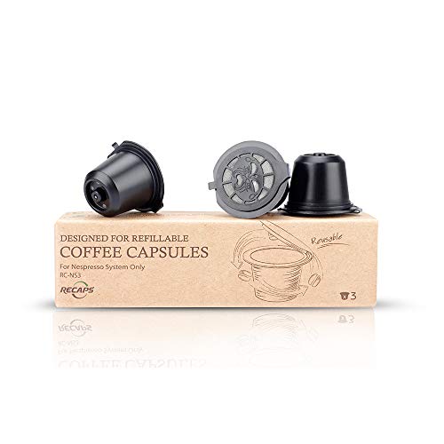 Book Cover RECAPS Refillable Coffee Pods Reusable Capsules Compatible with Nespresso Original Line Machines 3 Pack Black