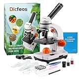 Dicfeos Microscope for Kids and Student, 40X-100X-250X-400X-1000X Magnification, Optics Glass Lens, Dual-Light Illumination, Extra 25X Ocular Lens and Microscope Accessories