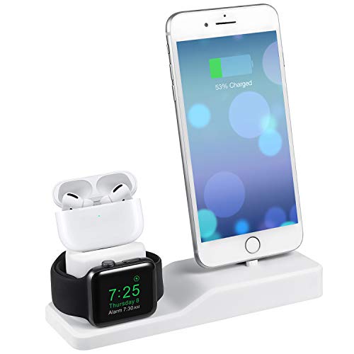 Book Cover MOTOSPEED 3 in 1 Charging Station for Apple Watch Charger Stand Dock for iWatch Series 5/4/3/2/1/ AirPods Pro/2 /iPhone 11/11 pro/Xs/Xs Max/Xr/X/8/8 Plus/7/7 Plus/6/- Support Nightstand Mode