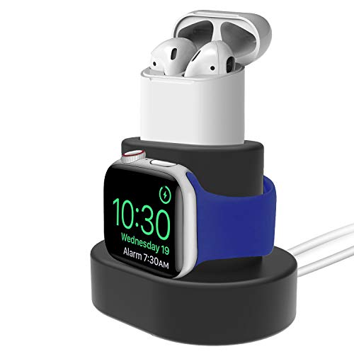 Lwsengme Charging Stand Compatible with Apple Watch 4/3/2/1 & AirPods 1/ Air Pods 2 Stand Holder(2-in-1) Charging Dock (Black)