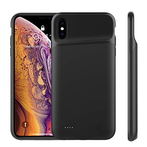 Book Cover Battery Case for iPhone Xs Max, FNSON 6500mAh Portable Rechargeable Battery Pack Charging Case for iPhone Xs Max (6.5 inch) Extended Battery Charger Case Backup Power Bank (Black)
