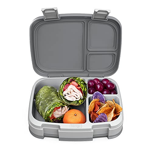 Bentgo® Fresh – Leak-Proof, Versatile 4-Compartment Bento-Style Lunch Box with Removable Divider, Portion-Controlled Meals for Teens and Adults On-The-Go – BPA-Free, Food-Safe Materials (Gray)