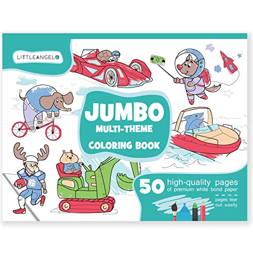 Book Cover Jumbo Coloring Books for Kids Ages 4-8: 50 Coloring Pages - Giant Coloring Books for Kids and Toddlers - Coloring Pad for Boys Girls - Huge Coloring Book - Big coloring book - Animals Space Sports