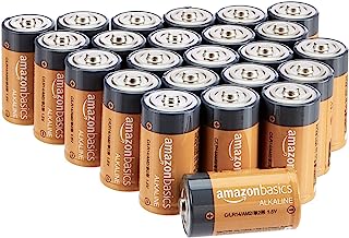Amazon Basics 24 Pack C Cell All-Purpose Alkaline Batteries, 5-Year Shelf Life, Easy to Open Value Pack