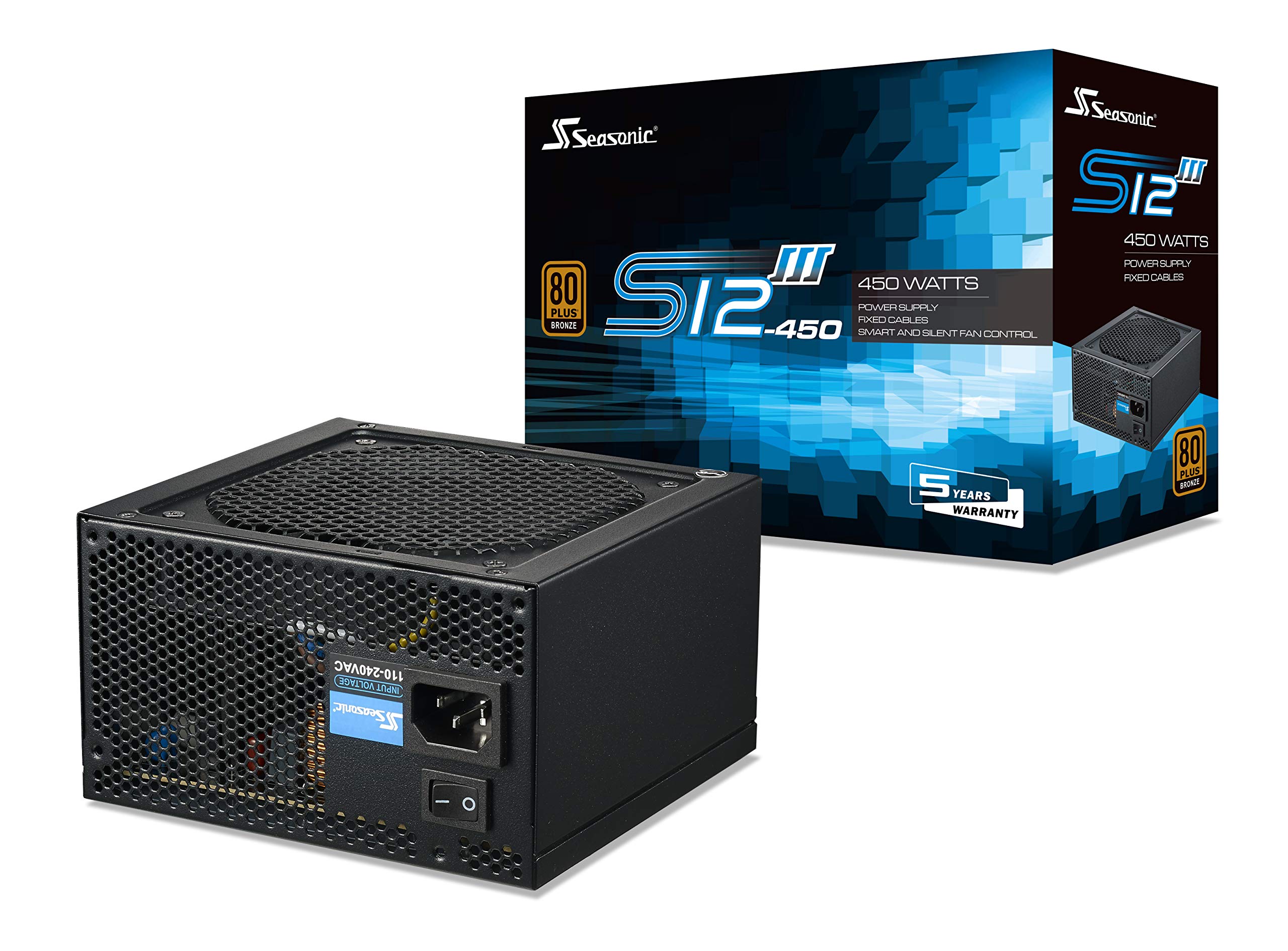 Book Cover Seasonic S12III 450 SSR-450GB3 450W 80+ Bronze ATX12V & EPS12V Direct Cable Wire Output Smart & Silent Fan Control Power Supply 450W S12III (new)