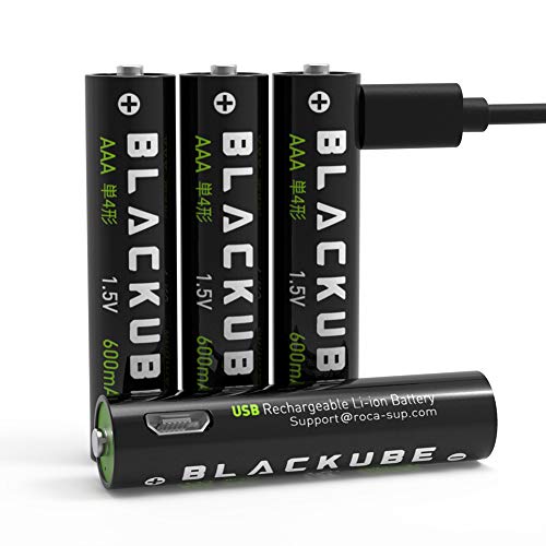 Blackube Micro USB Rechargeable Battery - USB Accu AAA Micro Lithium Battery -1.5V 600mAh - Environmental protection rechargeable without memory effect