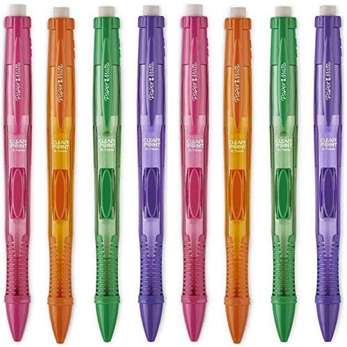 Book Cover Paper Mate Clearpoint Color Lead Mechanical Pencils, 0.7mm, Assorted Colors, 8 Count (Orange, Green, Purple Pink)